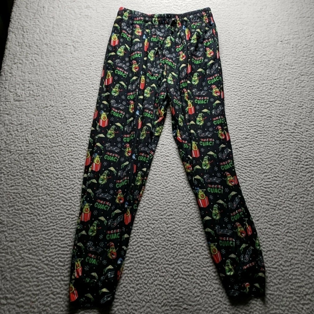 Main And Local Pajama Pants Mens Medium Black Guac Graphic Jersey Sleepwear